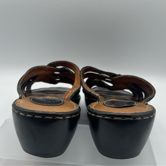 Born black leather sandals, criss cross straps low-heeled sandals summer, size 9 - Picture 3 of 6